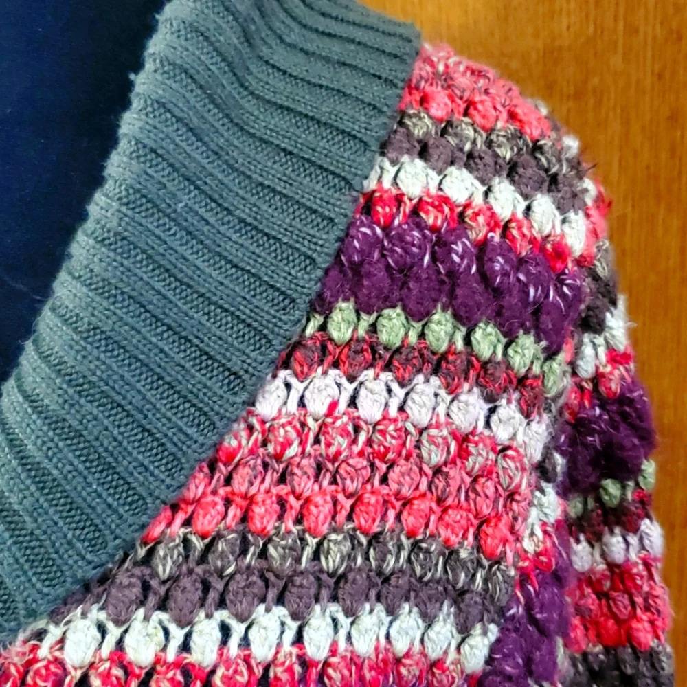 Orvis wool blend multicolored crochet cardigan sweater - Picture 2 of 6